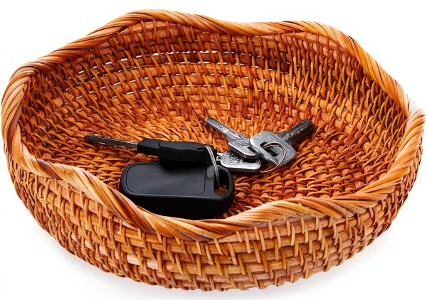 Hipiwe Rattan Round Decorative Bowl Natural Color Medium Handwoven-7